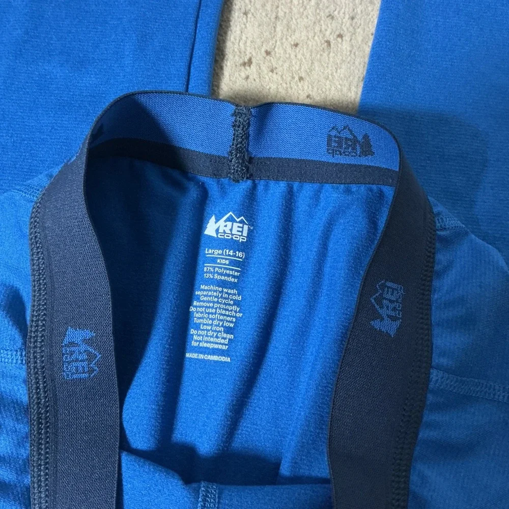 REI Co-op Kids Blue Midweight Base Layer Bottom Leggings Size L 14-16‎